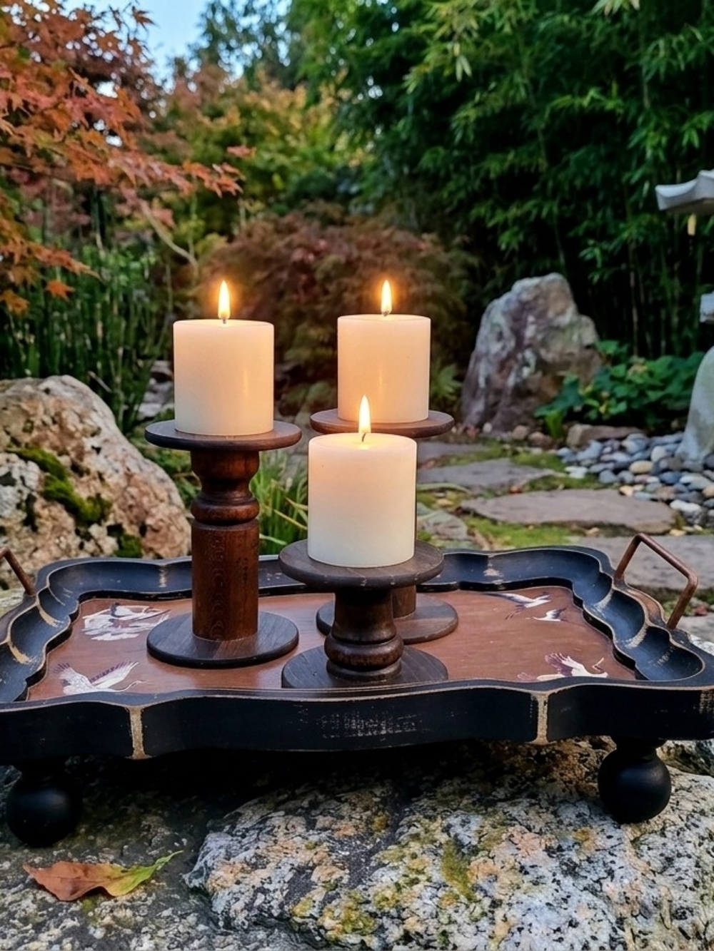 Rustic Wooden Candle Holders
